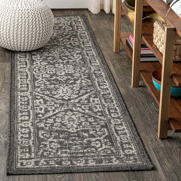 Malta Bohemian Medallion Textured Weave Indoor/outdoor Runner Rug